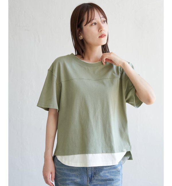 ikka「コットンUSA袖刺繍レイヤーTシャツ」|その他|