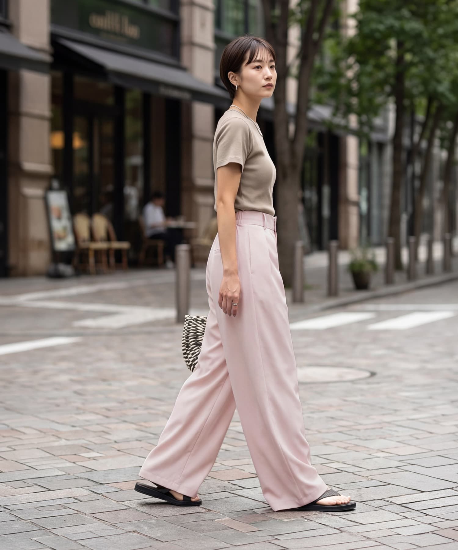 STYLE DELI「サマーツイル生地カラーワイドパンツ」|スラックス|