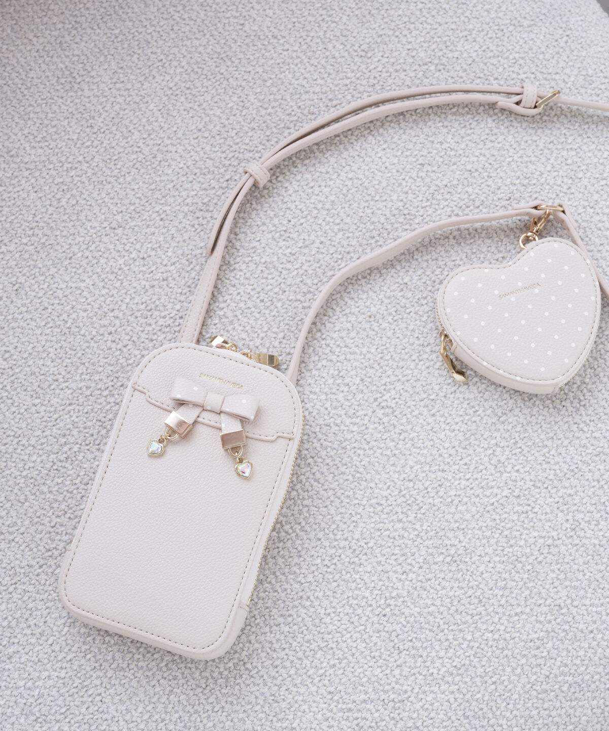 Samantha Vega「ハートドットスマホショルダー」|ショルダー・メッセンジャー|ホワイト