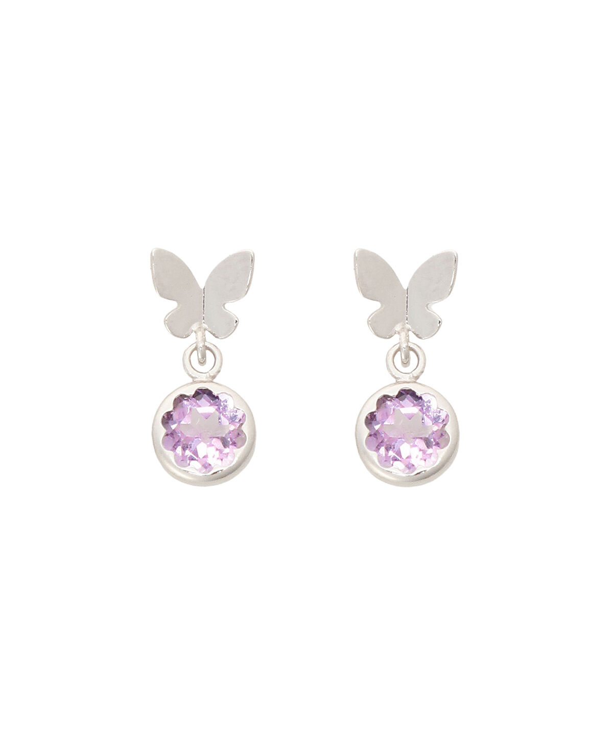Samantha Tiara「K10WG バタフライピアス≪2月 誕生石≫」|ピアス|K10 WG