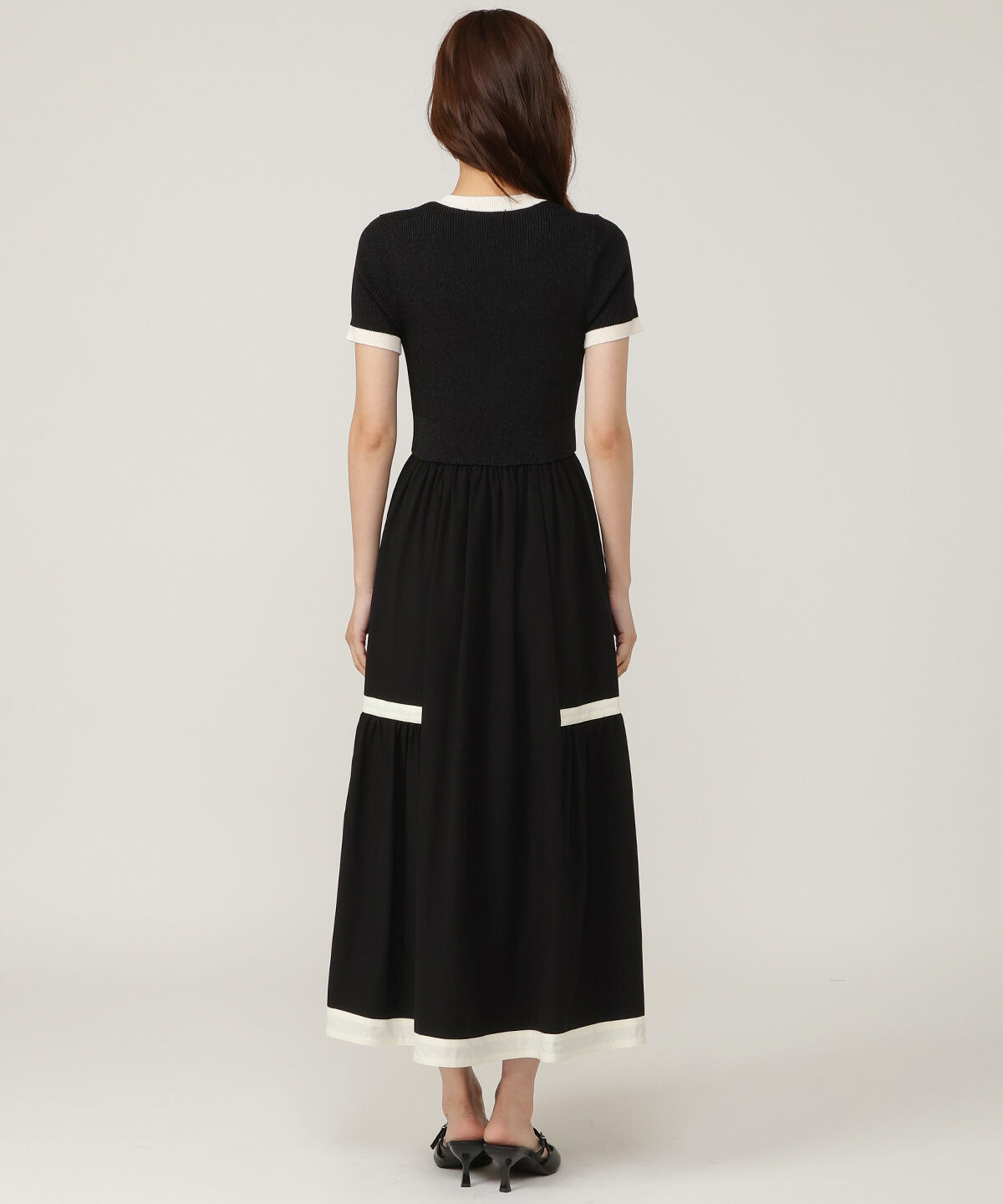 アンドクチュール「ラメ入り配色ドッキングワンピース」|ワンピース|