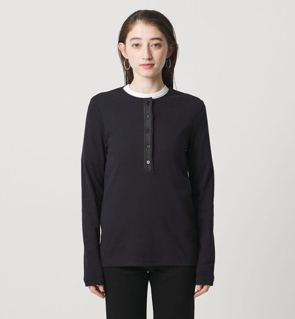 UNITED ARROWS「コットン フライス ヘンリーネック ロング Tシャツ」|Tシャツ・カットソー|