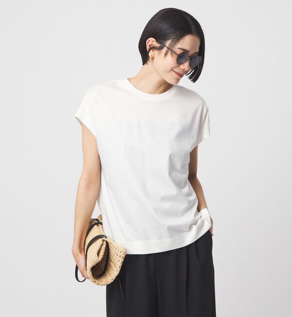 UNITED ARROWS green label relaxing「グロッシー フレンチスリーブ Tシャツ 制菌」|Tシャツ・カットソー|OFF WHITE
