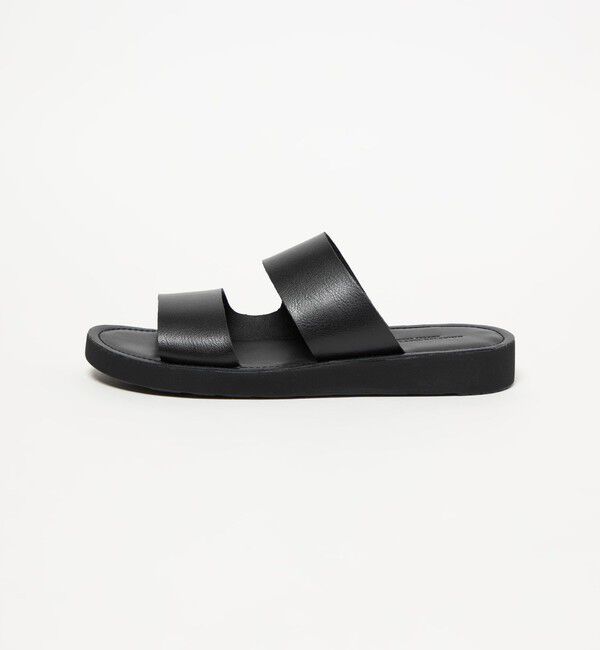 UNITED ARROWS green label relaxing「レザーライク 2ストラップ サンダル」|サンダル|BLACK