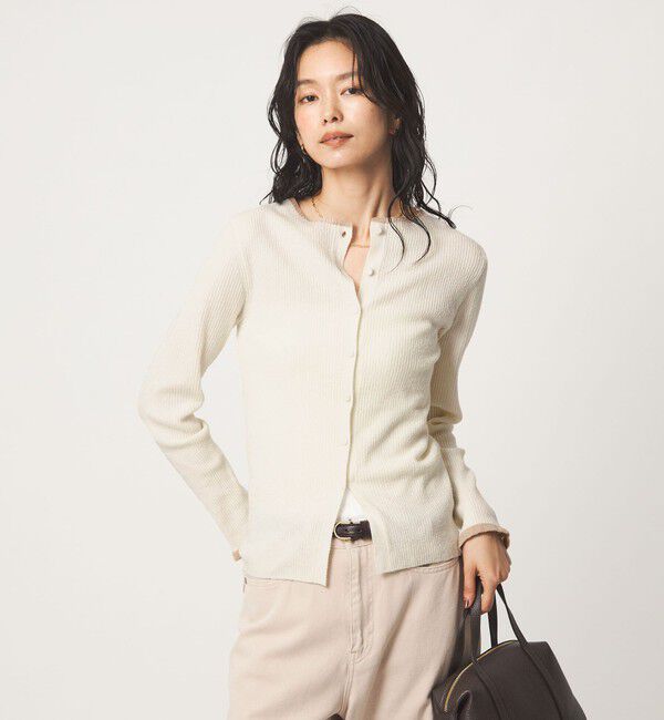 UNITED ARROWS green label relaxing「ハイショク リブ ニット カーディガン」|カーディガン|OFF WHITE