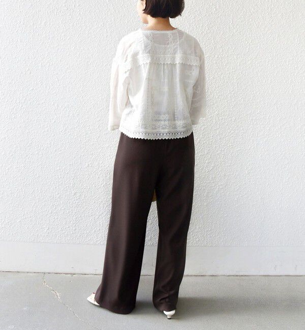 SHIPS for women「〈手洗い可能〉パッチワーク レース ショート スリーブ 羽織 ブラウス」|シャツ・ブラウス|