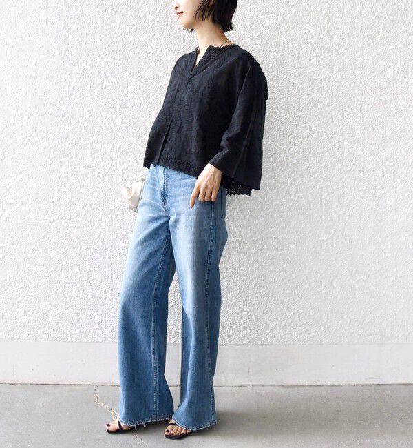 SHIPS for women「〈手洗い可能〉パッチワーク レース ショート スリーブ 羽織 ブラウス」|シャツ・ブラウス|