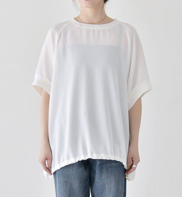 quaranciel「《一部追加予約》quaranciel:〈手洗い可能〉ジョーゼット ハーフスリーブ ドロスト ルーズ ブラウス」|シャツ・ブラウス|