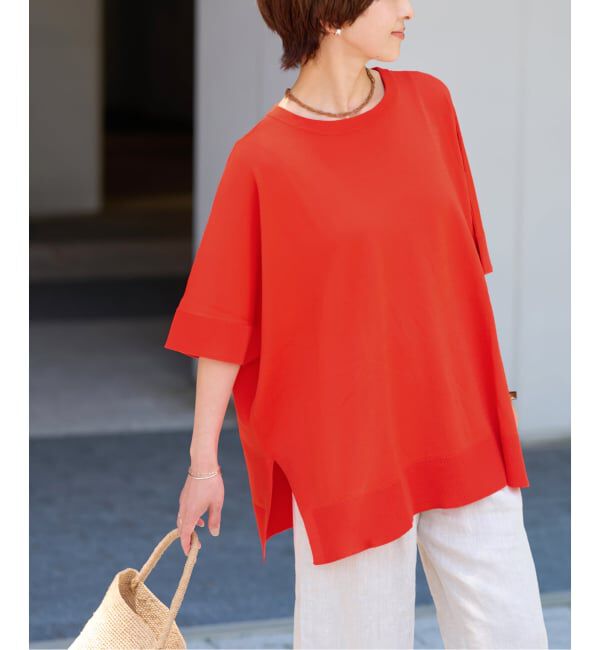 JOURNAL STANDARD relume「《追加8》接触冷感/ウォッシャブルクールポンチョプルオーバー」|ニット・セーター|レッド