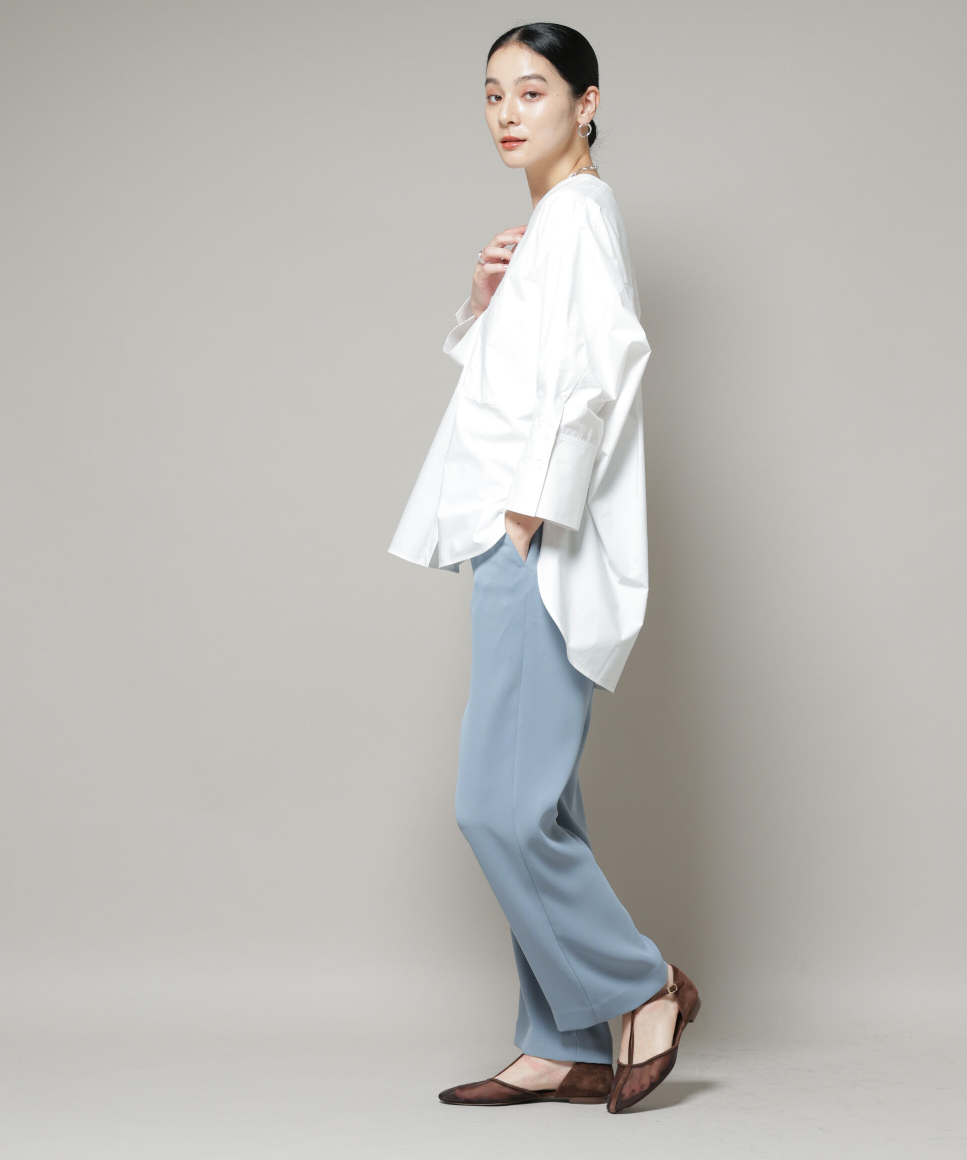 nano･universe「ダブルクロスノースリーブブラウス&times;パンツセットアップ」|ワンピース|