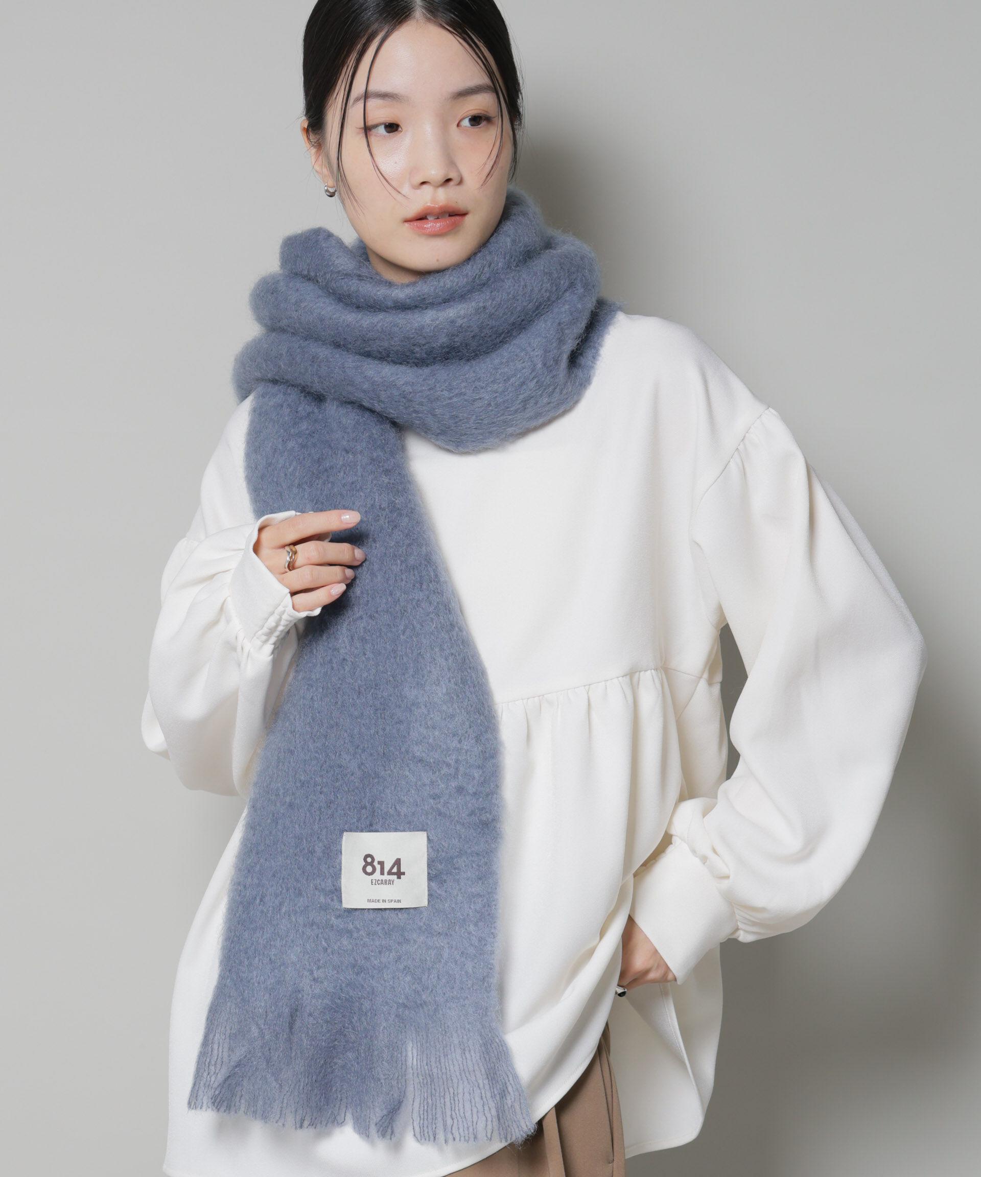 nano･universe「814 EZCARAY/SCARF LISO」|マフラー|ブルー