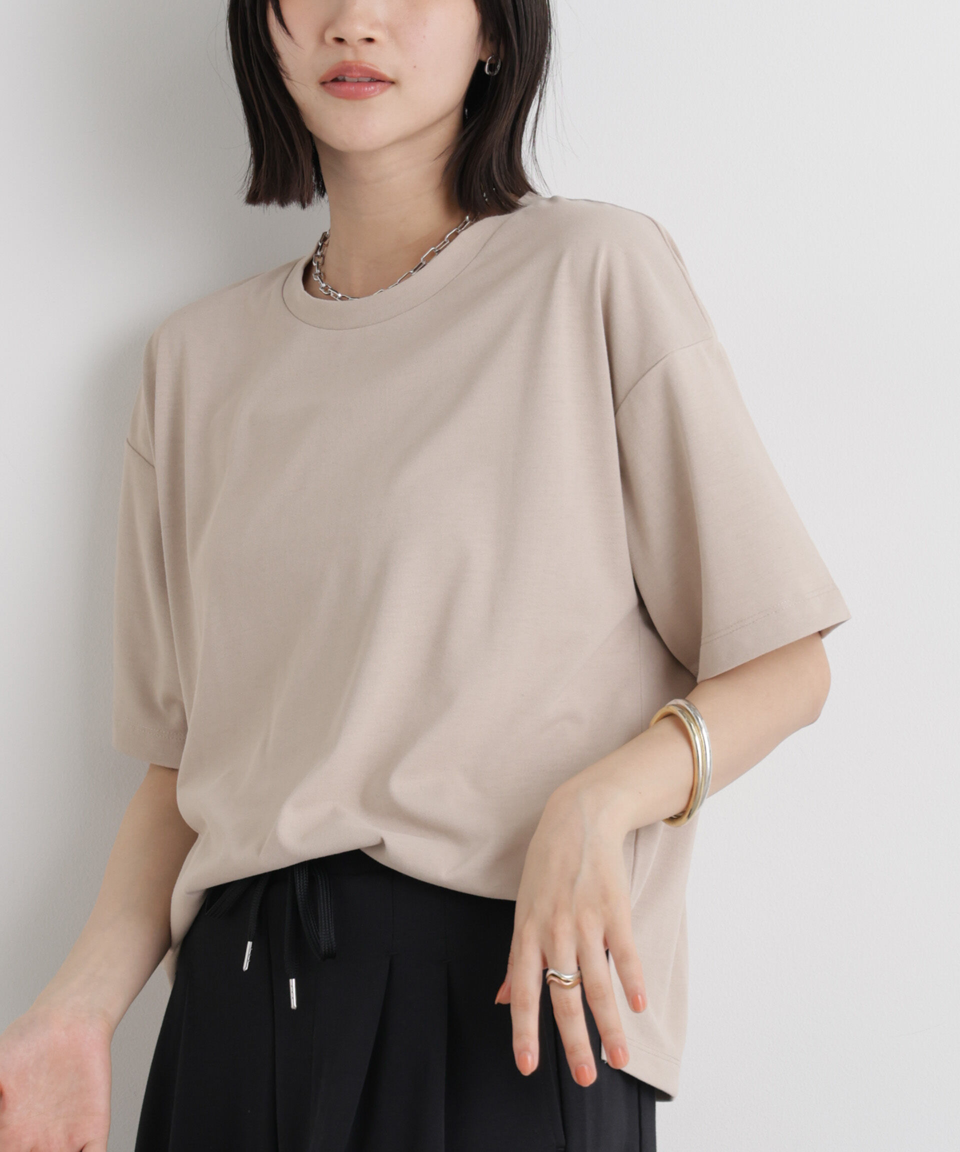 NANO universe「汗隠糸加工&多彩機能カットソー素材 クルーネックトップス」|Tシャツ・カットソー|