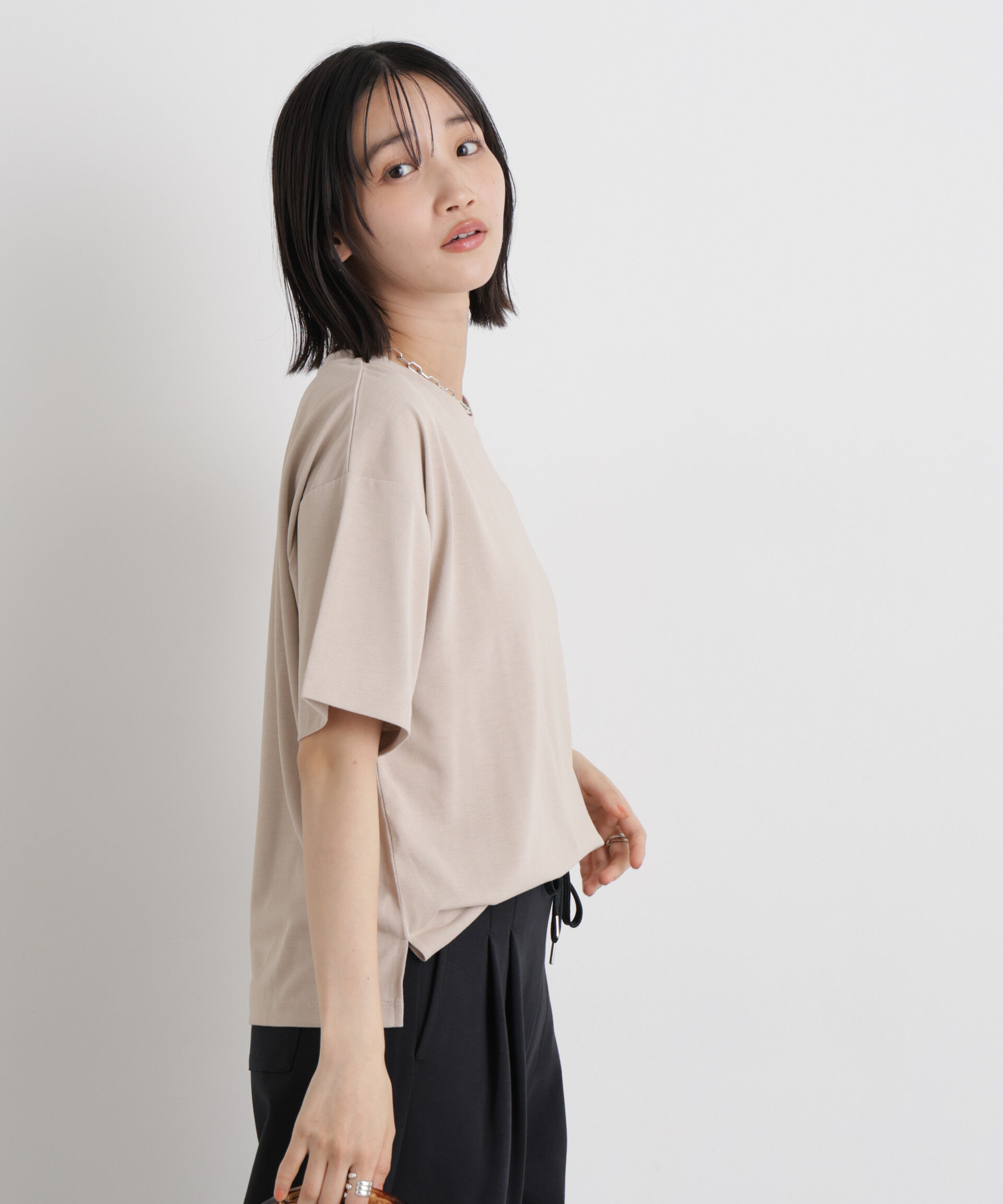 NANO universe「汗隠糸加工&多彩機能カットソー素材 クルーネックトップス」|Tシャツ・カットソー|