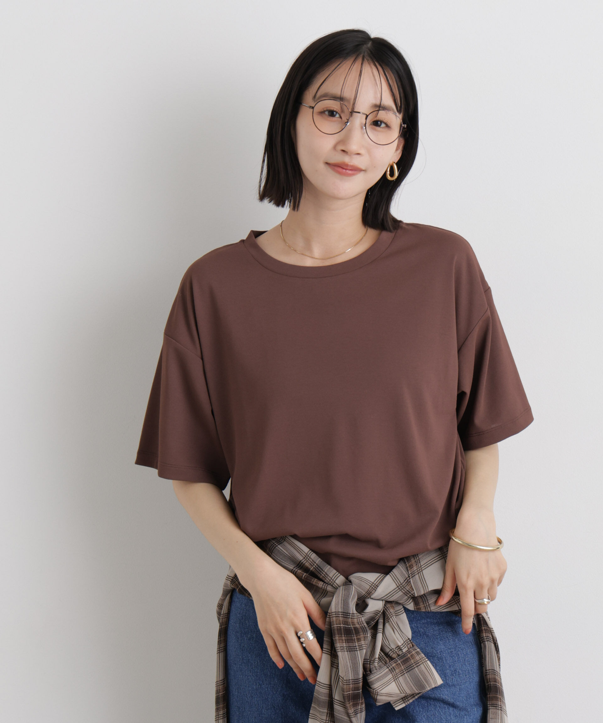 NANO universe「汗隠糸加工&多彩機能カットソー素材 クルーネックトップス」|Tシャツ・カットソー|