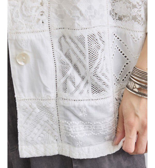SALON adam et rope'「【WEB限定】刺繍レースパッチワークシャツジャケット/ セットアップ対応」|テーラードジャケット|