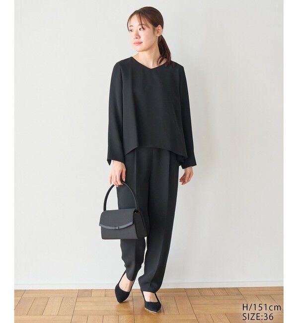 Rope&rsquo;Picnic「Black Formal　ブラウスレイヤード風オールインワン」|オールインワン|