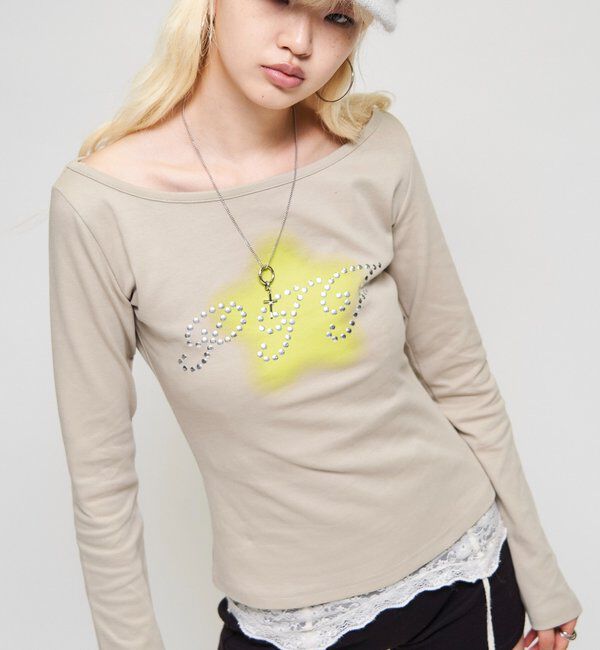  「PIFスタッズトップス」|Tシャツ・カットソー|ベージュ