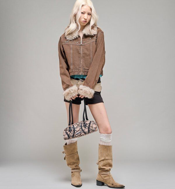  「【26AW LOOK掲載品番】ビジュファーデニムジャケット」|ブルゾン・スタジャン|