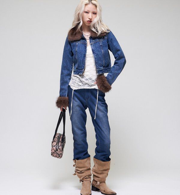  「【26AW LOOK掲載品番】ビジュファーデニムジャケット」|ブルゾン・スタジャン|