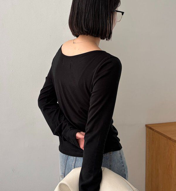  「アシメネックフリルドロストT」|Tシャツ・カットソー|
