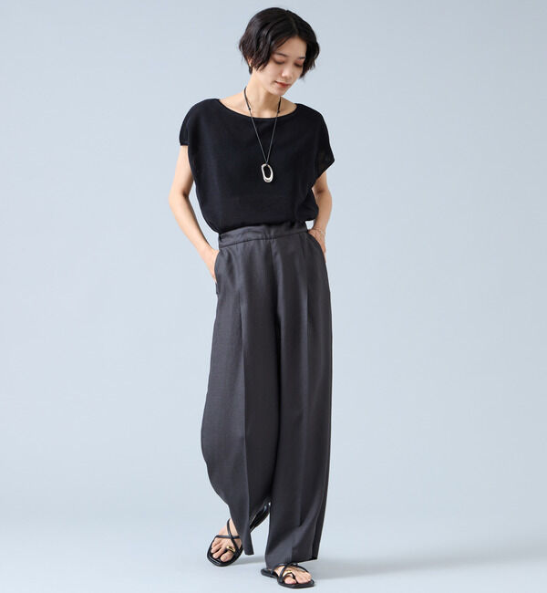 Liesse「《定番》麻調タックワイドパンツ（セットアップ可）」|その他|