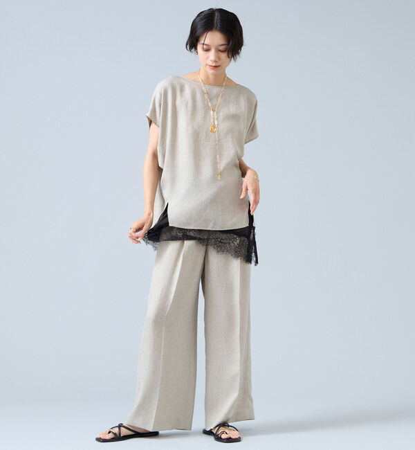 Liesse「《定番》麻調タックワイドパンツ（セットアップ可）」|その他|