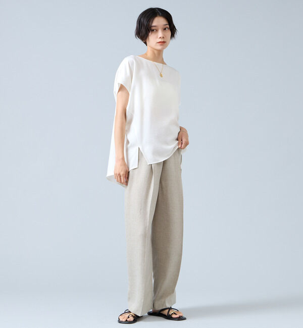 Liesse「《定番》麻調タックワイドパンツ（セットアップ可）」|その他|