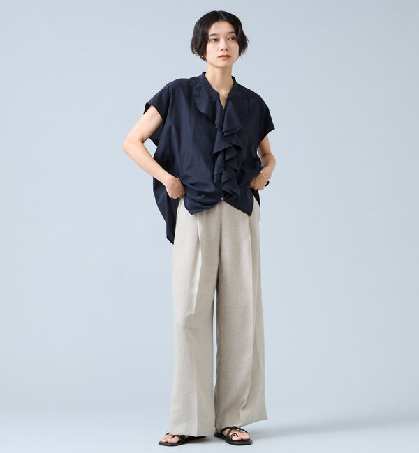 Liesse「《定番》麻調タックワイドパンツ（セットアップ可）」|その他|