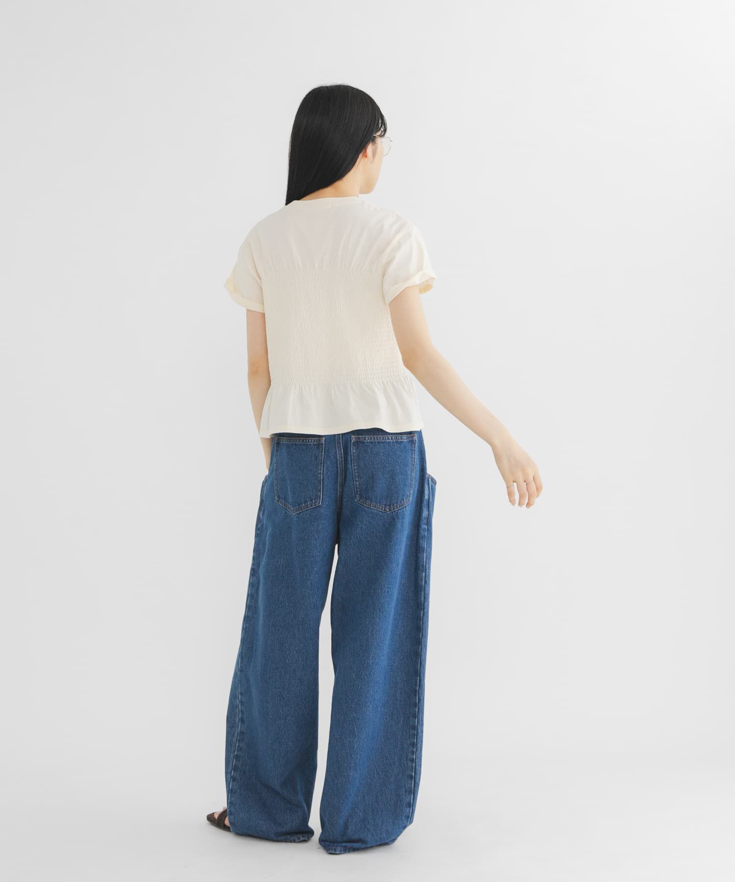  「シャーリングデザインプリントTEE」|Tシャツ・カットソー|