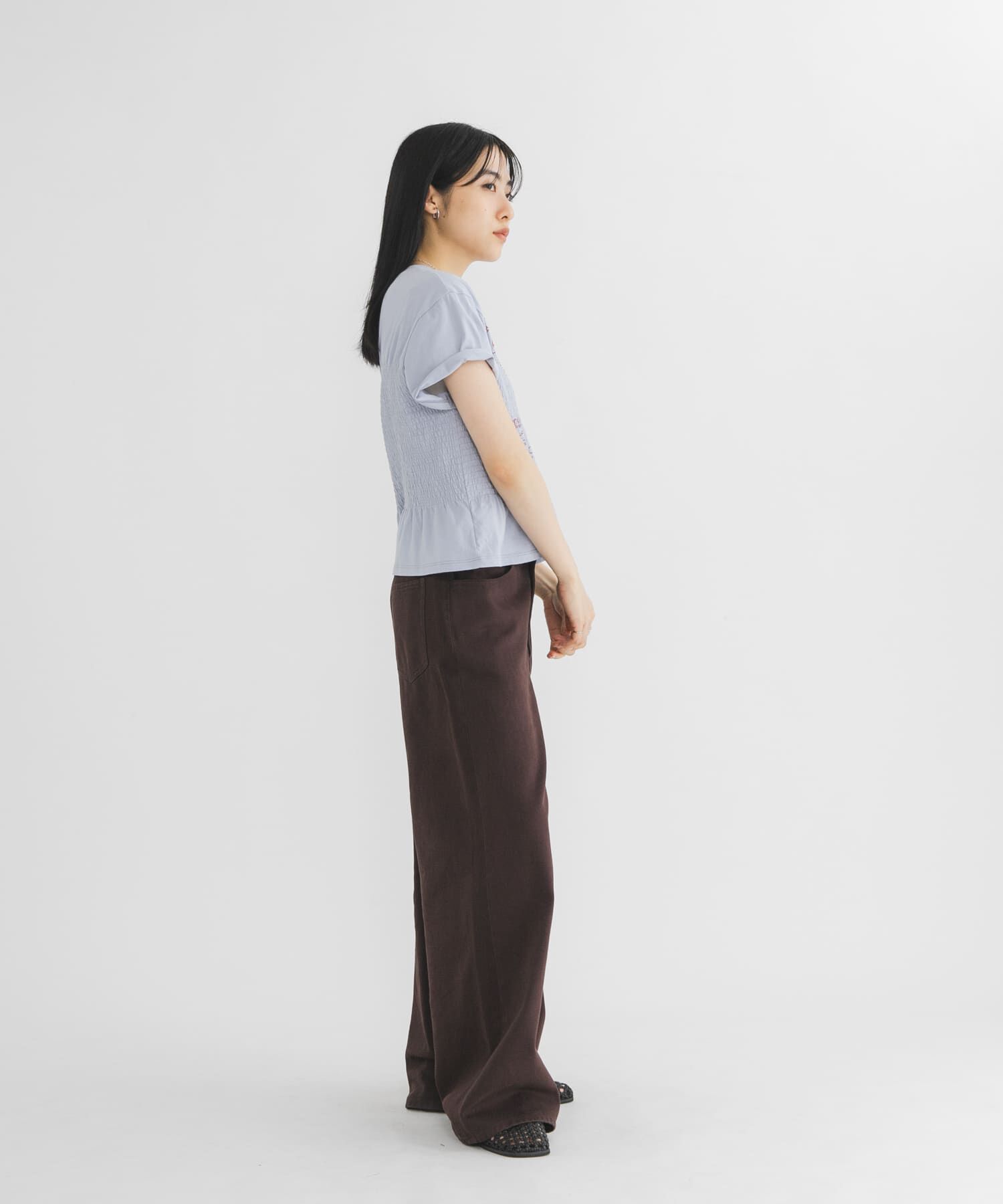  「シャーリングデザインプリントTEE」|Tシャツ・カットソー|