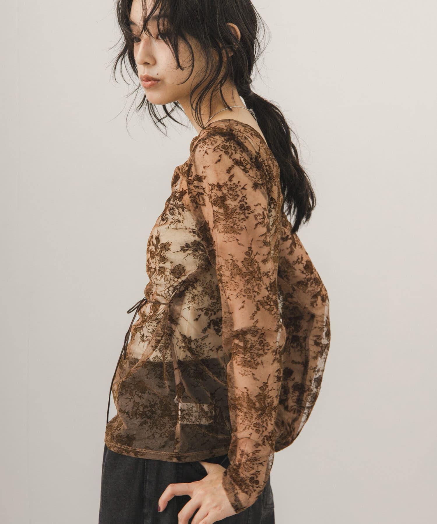  「2WAYフロッキーフラワートップス」|Tシャツ・カットソー|