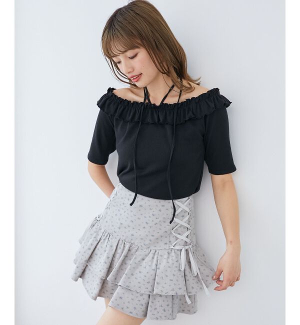  「マルチwayチョーカーフリルトップス」|Tシャツ・カットソー|ブラック