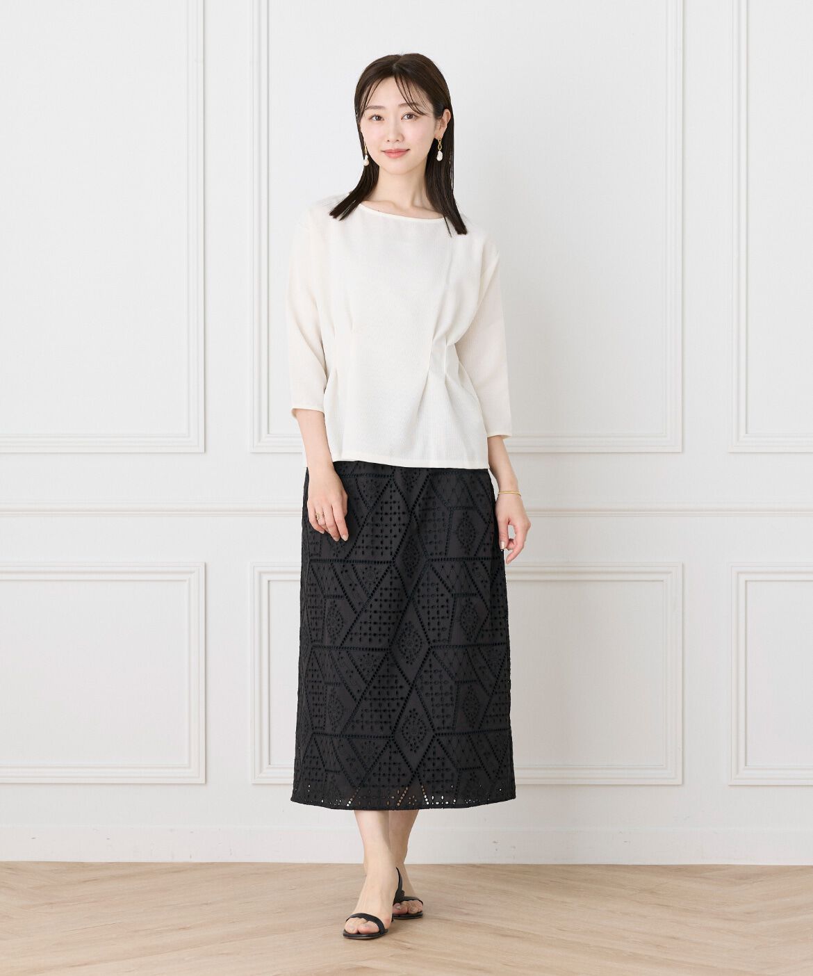7-IDconcept.「《大きいｻｲｽﾞ》ﾌﾛﾝﾄﾀｯｸﾌﾟﾙｵｰﾊﾞｰ《日本製》|涼やかに」|Tシャツ・カットソー|