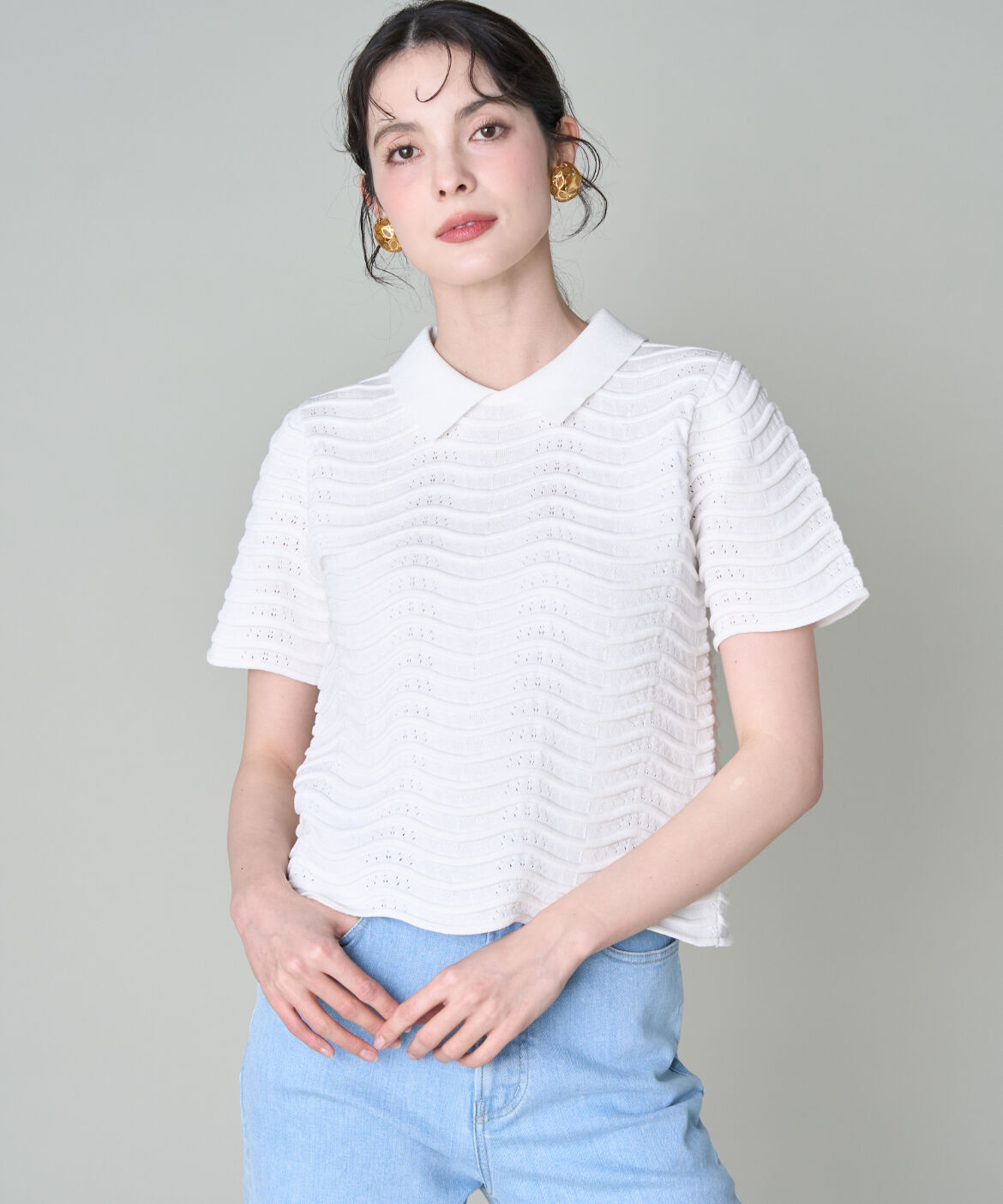 Maglie le cassetto「《M Maglie le cassetto》ｽｶﾗｯﾌﾟﾎﾟﾛﾆｯﾄﾌﾟﾙｵｰﾊﾞｰ|華やぐｽ 」|ニット・セーター|