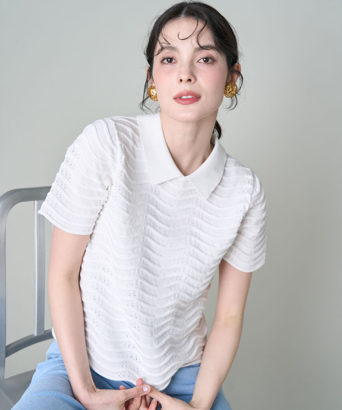 Maglie le cassetto「《M Maglie le cassetto》ｽｶﾗｯﾌﾟﾎﾟﾛﾆｯﾄﾌﾟﾙｵｰﾊﾞｰ|華やぐｽ 」|ニット・セーター|