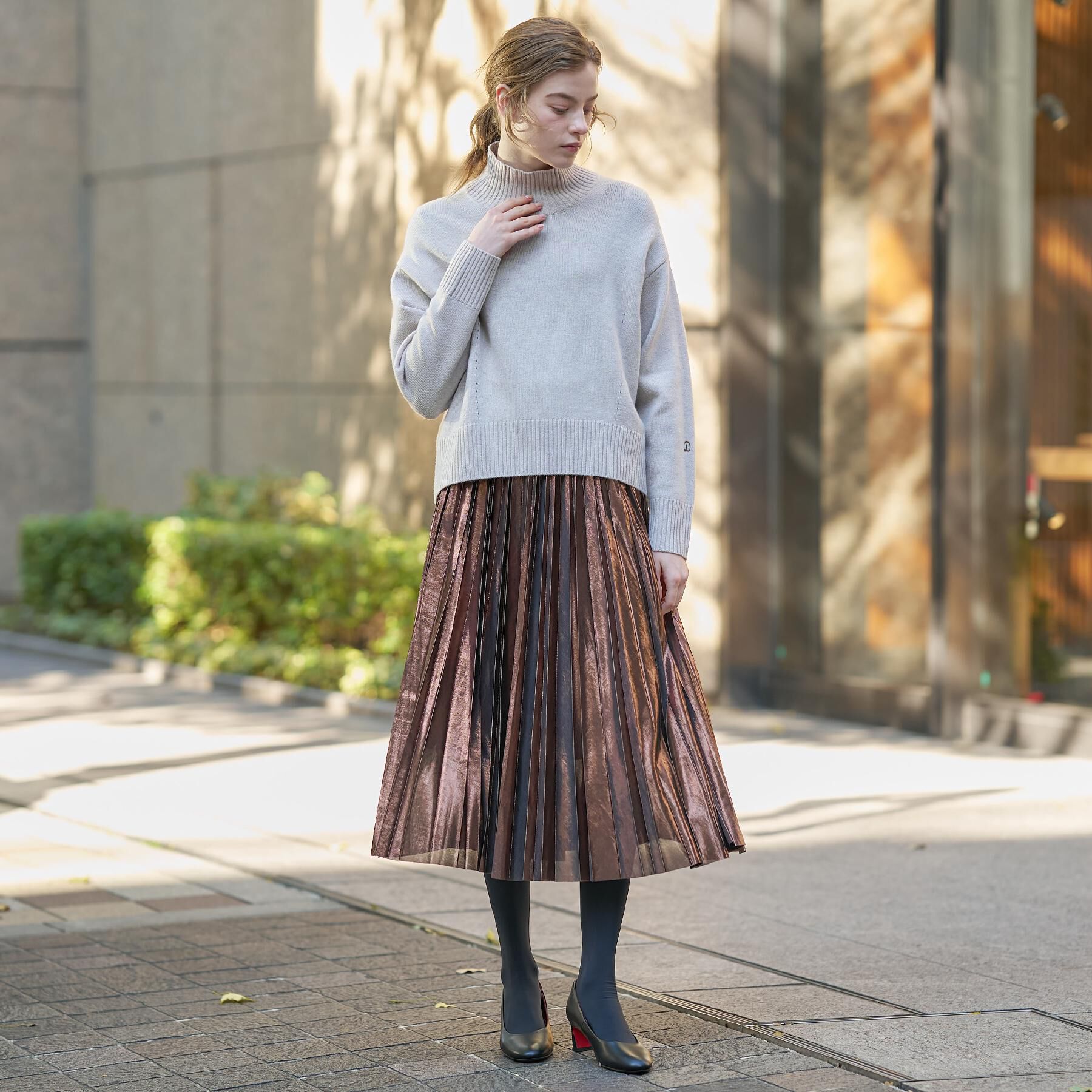 DRESSTERIOR「◆【洗える/ストレッチ性/オンオフ】箔プリントプリーツスカート」|スカート|