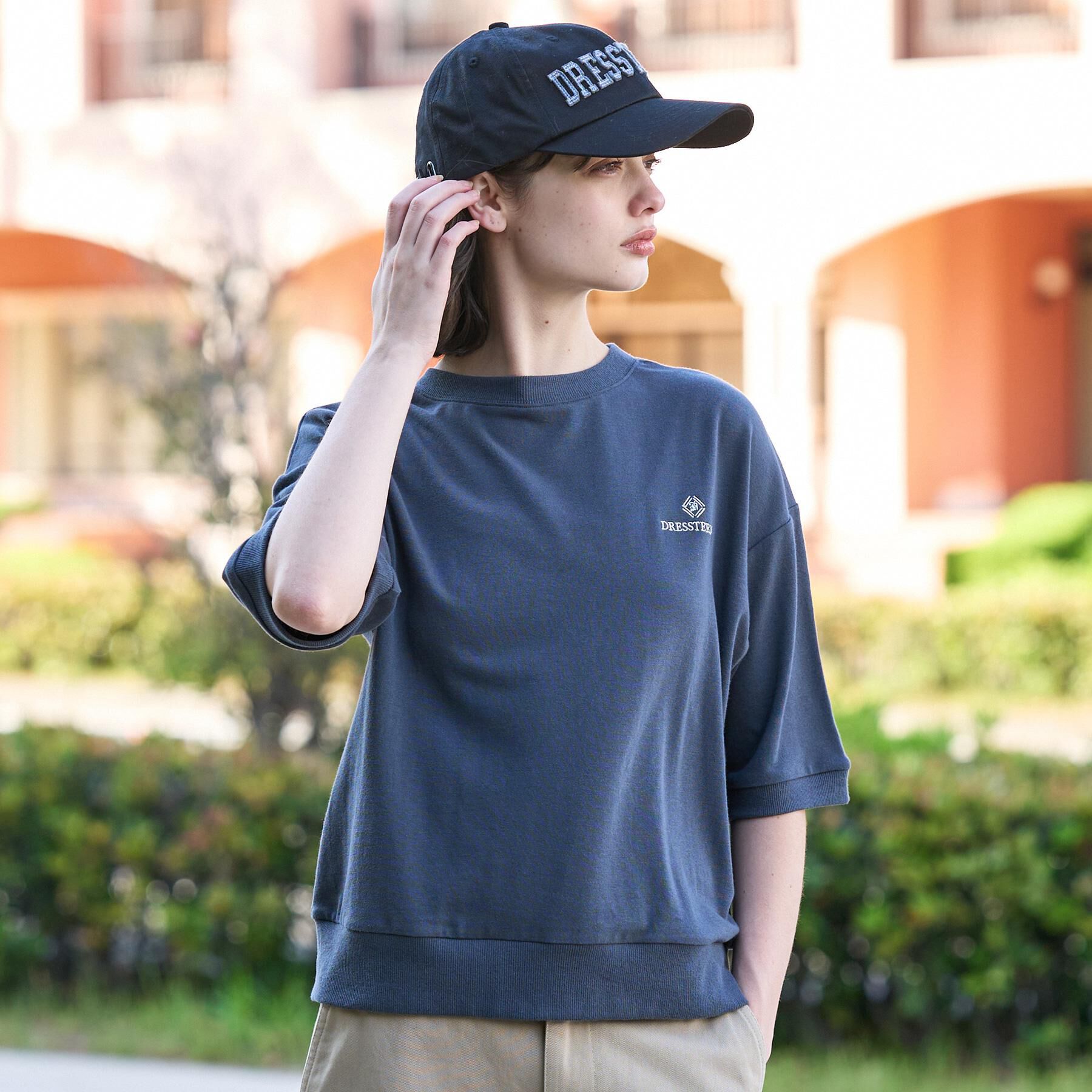 DRESSTERIOR「【セットアップ可/ウォッシャブル】ストレッチ裏毛ハーフスリーブプルオーバー」|Tシャツ・カットソー|