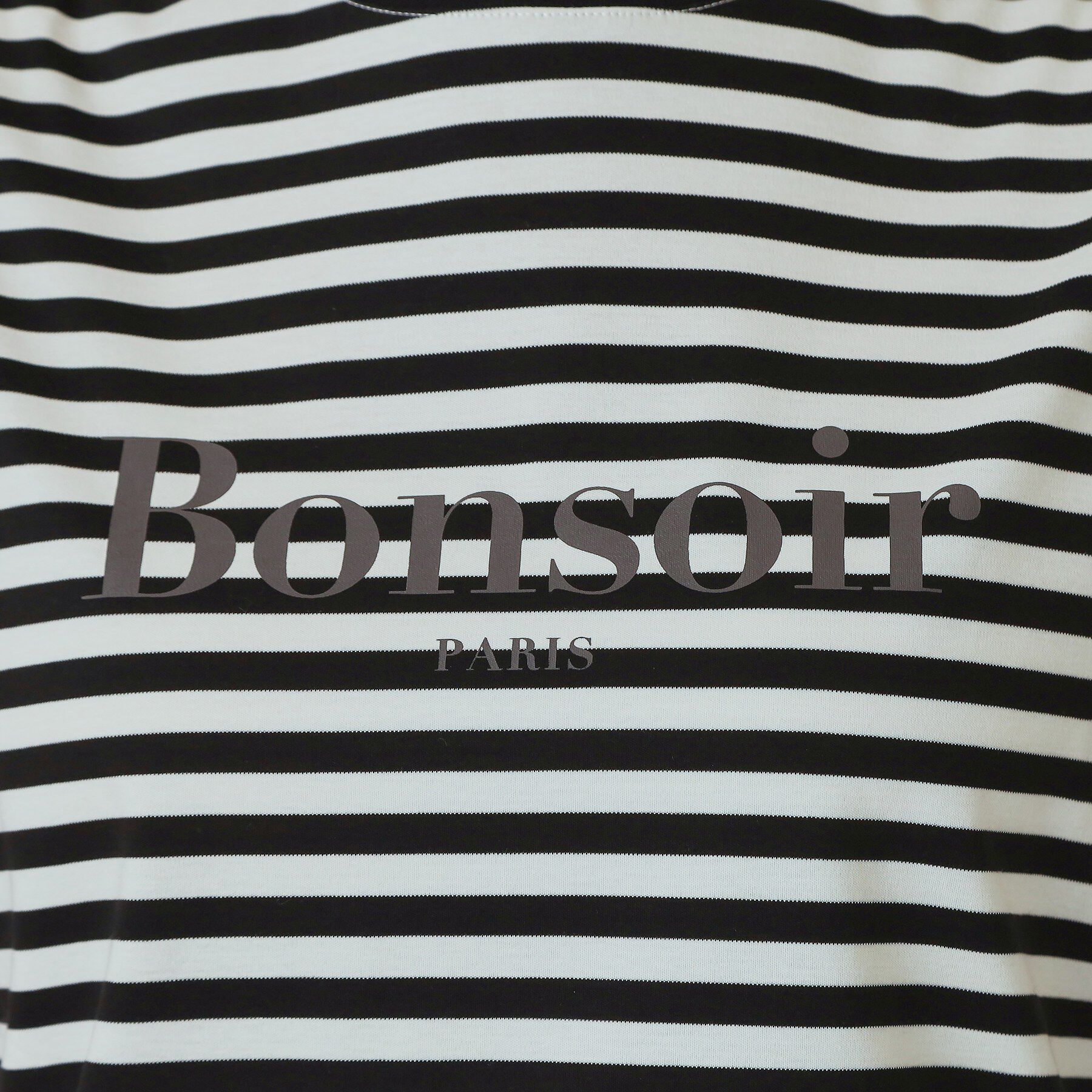 DRESSTERIOR「【接触冷感／抗菌防臭／消臭】アイスクリアコットンBonsoirロゴボーダーTシャツ」|Tシャツ・カットソー|