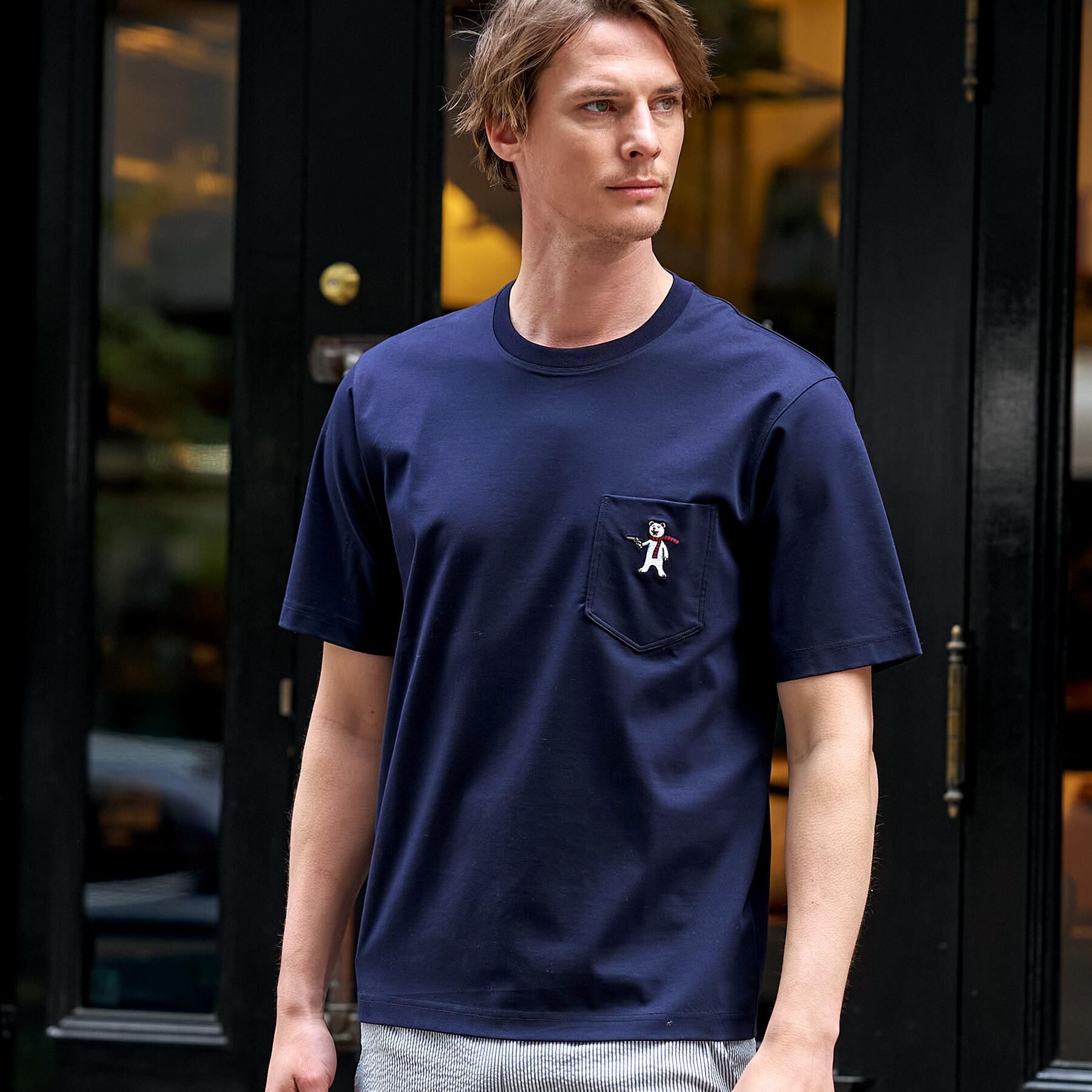 DRESSTERIOR「【接触冷感／UVカット／抗菌防臭／しわ防止】クールデオドラント ピストルベアーTシャツ」|Tシャツ・カットソー|
