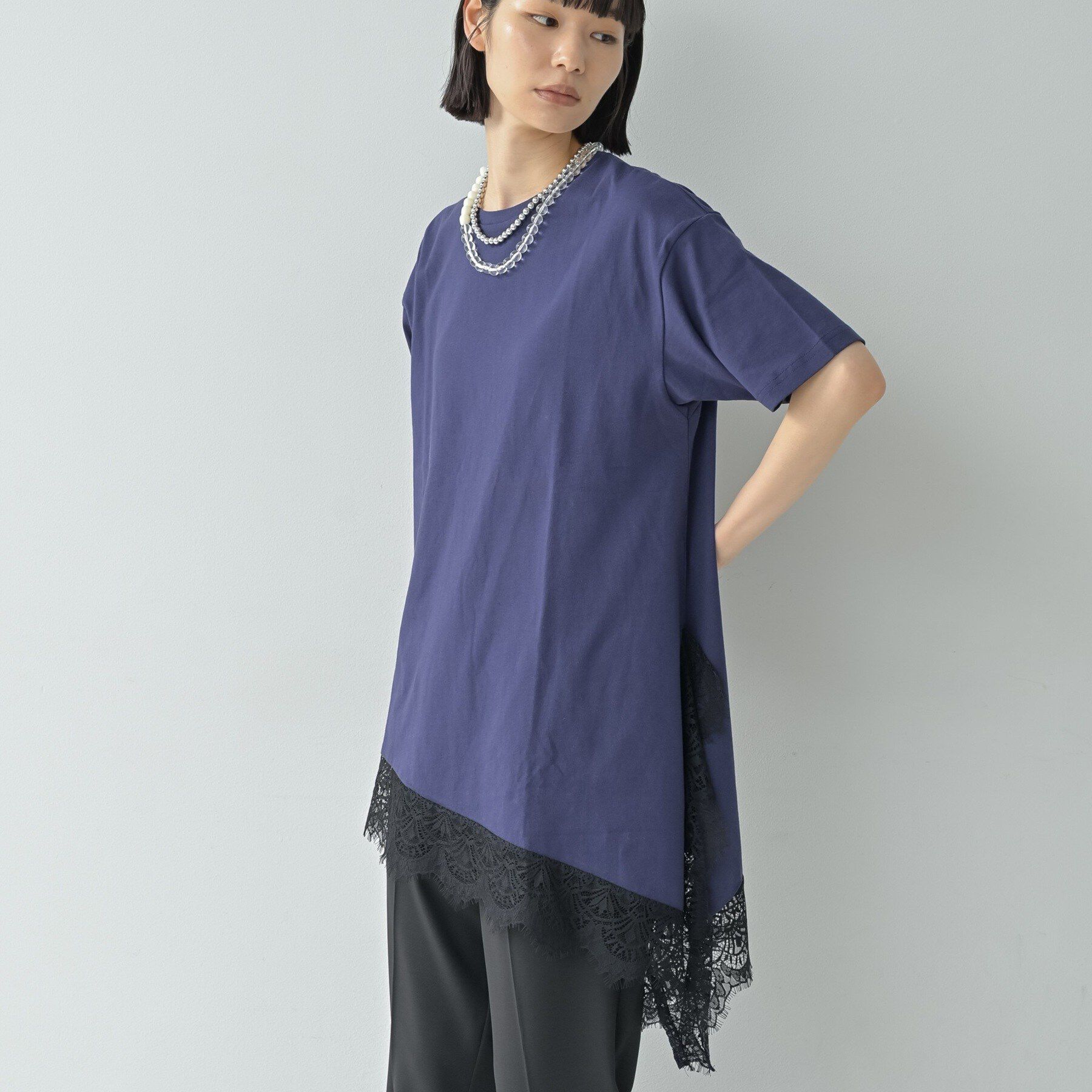 GALLEST「裾レースアシメカットソー」|Tシャツ・カットソー|