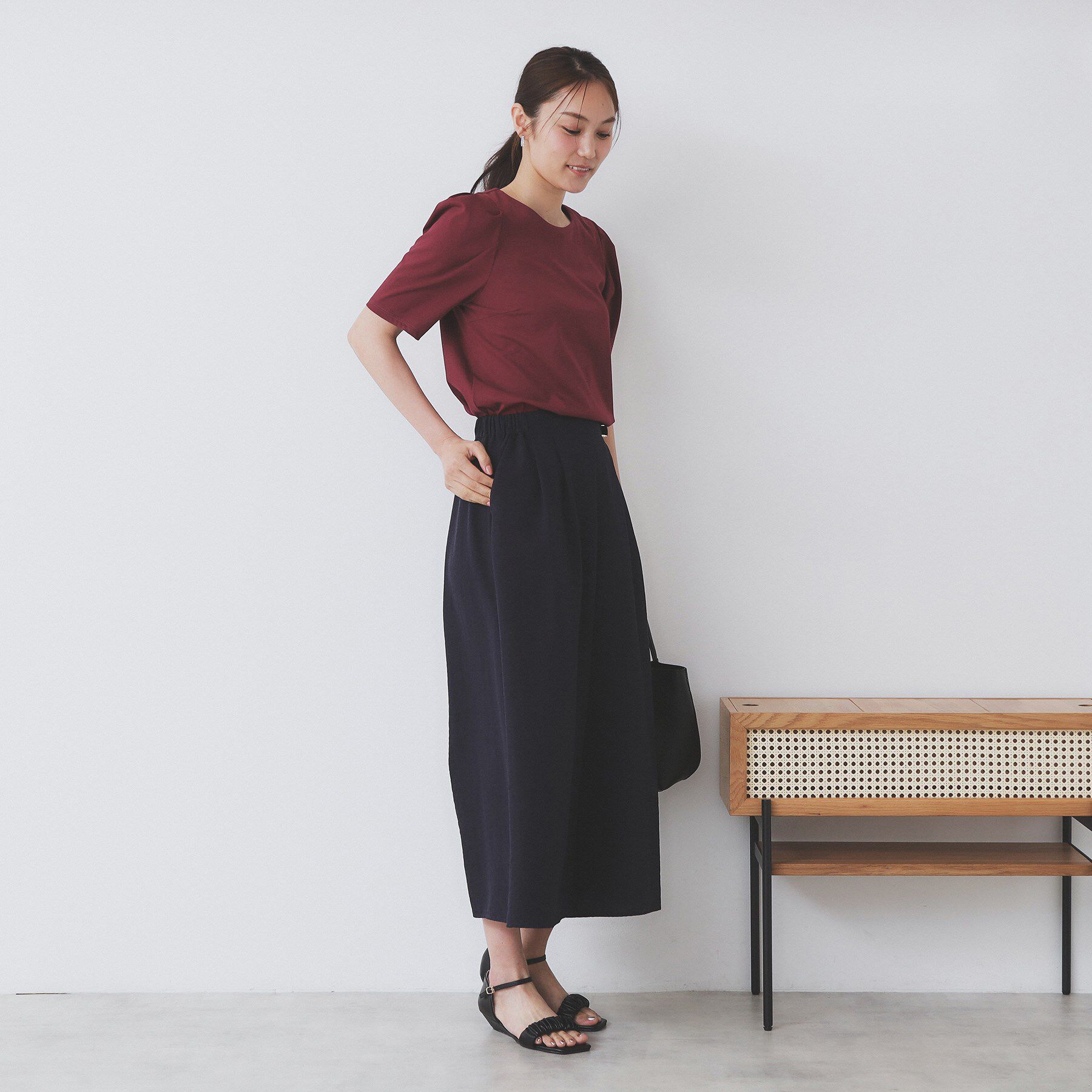 index「《7色展開／XS-LLサイズ》多機能タックスリーブトップス【汗ジミ防止／吸水速乾／接触冷感／UVケア」|Tシャツ・カットソー|