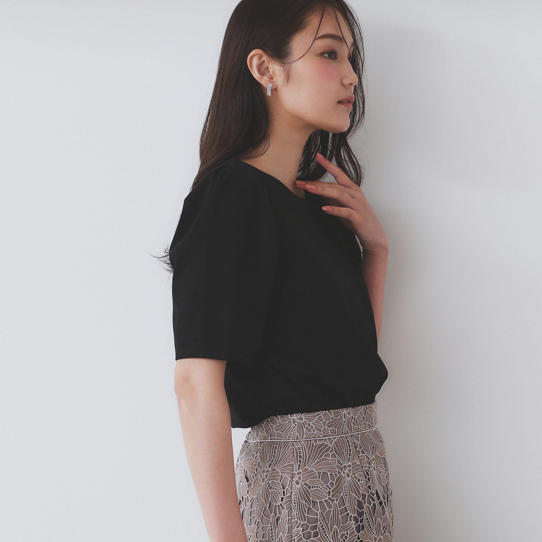 index「《7色展開／XS-LLサイズ》多機能タックスリーブトップス【汗ジミ防止／吸水速乾／接触冷感／UVケア」|Tシャツ・カットソー|ブラック(819)