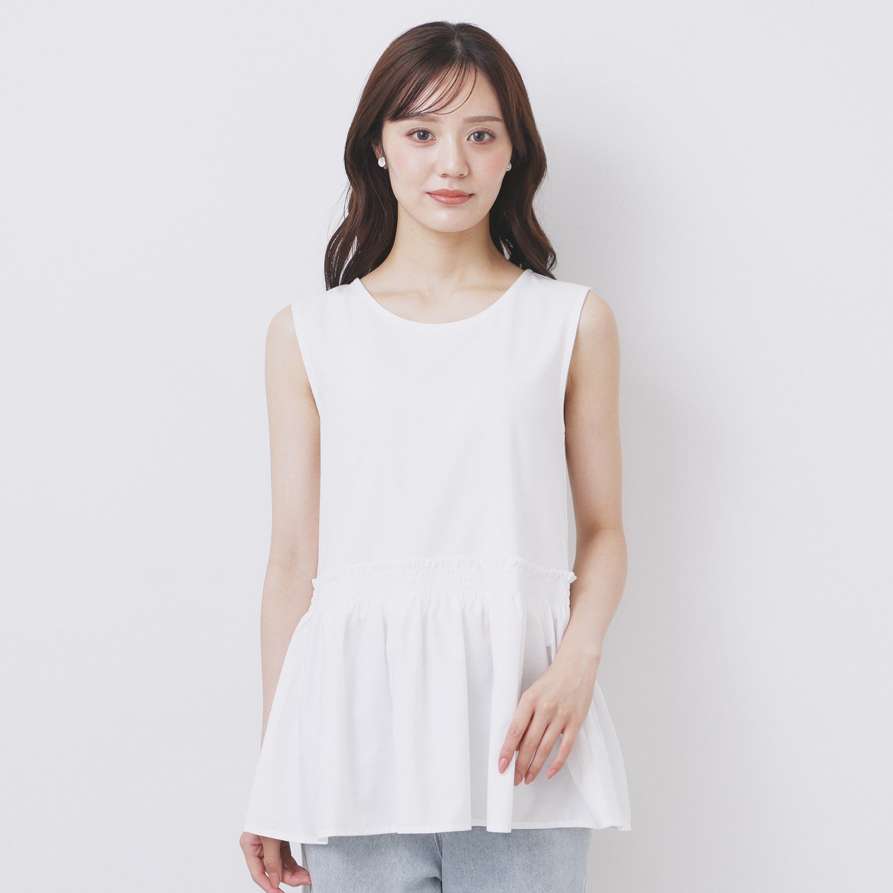 index「ノースリペプラムドッキングトップス【洗濯機洗い可／接触冷感】」|Tシャツ・カットソー|