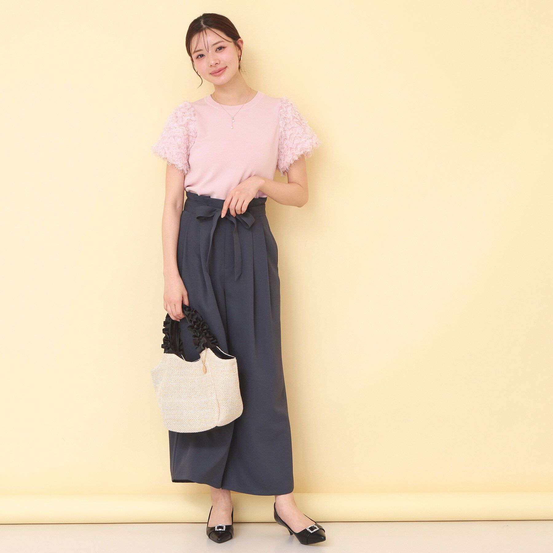 index「ドッキングシャギーレーススリーブニット【洗濯機OK】」|ニット・セーター|