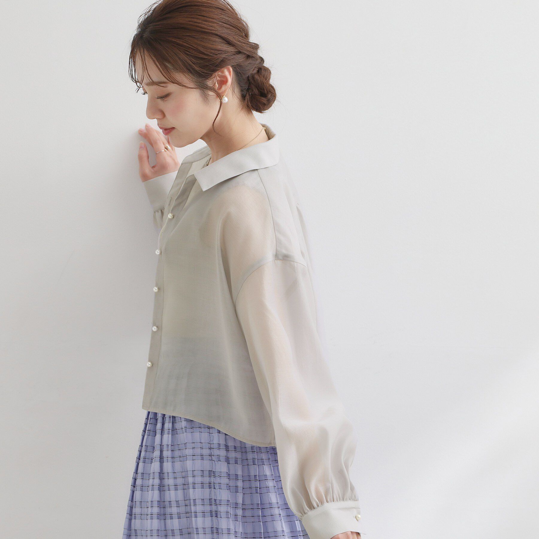 Couture broach「【洗える】ショート丈 シアーシャツ」|シャツ・ブラウス|