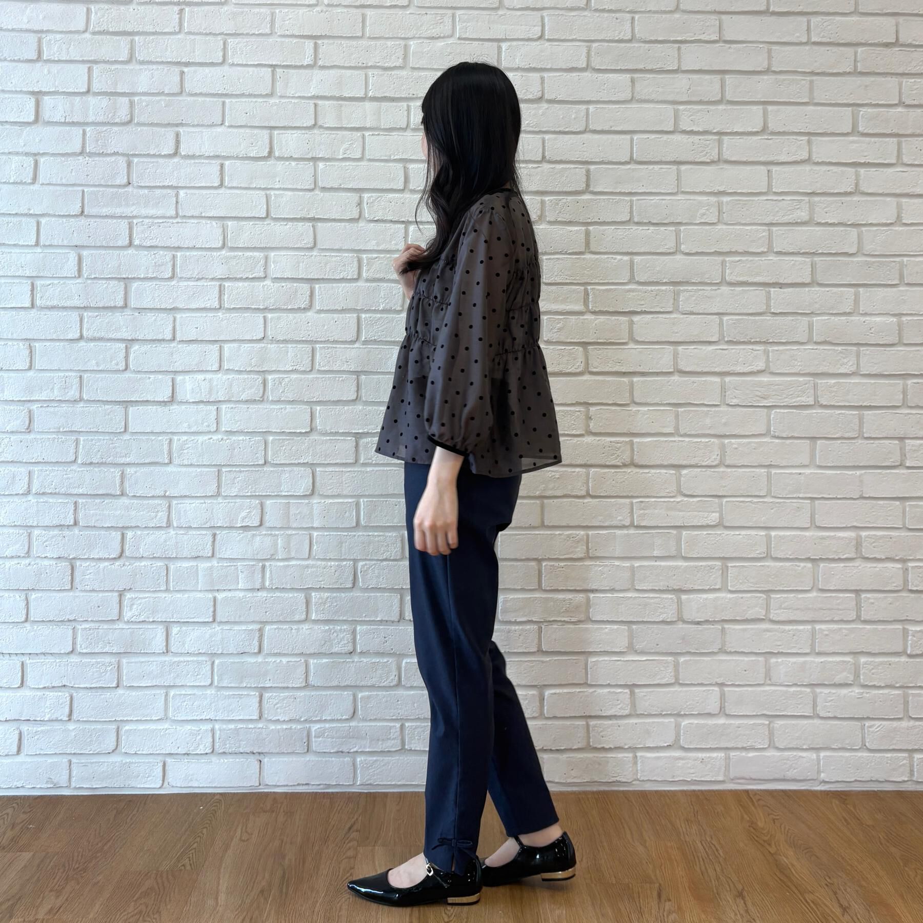 Couture broach「【セットアップ可・着映えて上品】フロッキードットブラウス」|シャツ・ブラウス|