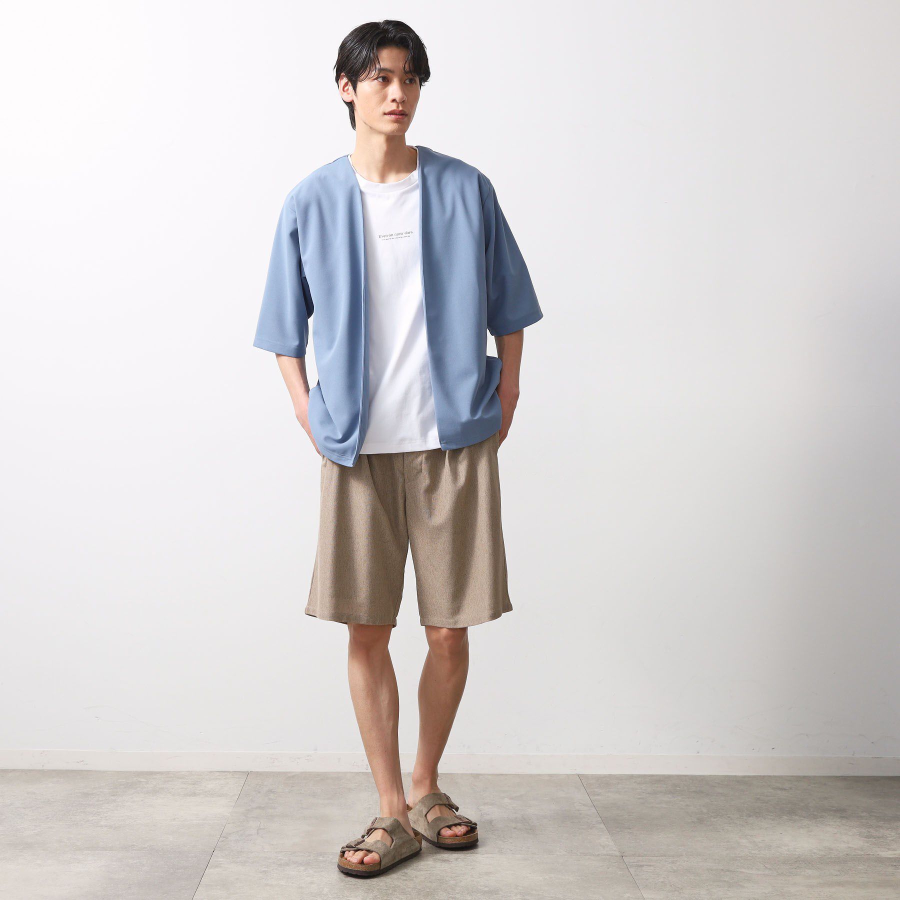 THE SHOP TK「五分袖カーディガン+半袖Tシャツセットアイテム 洗濯機OK」|カーディガン|