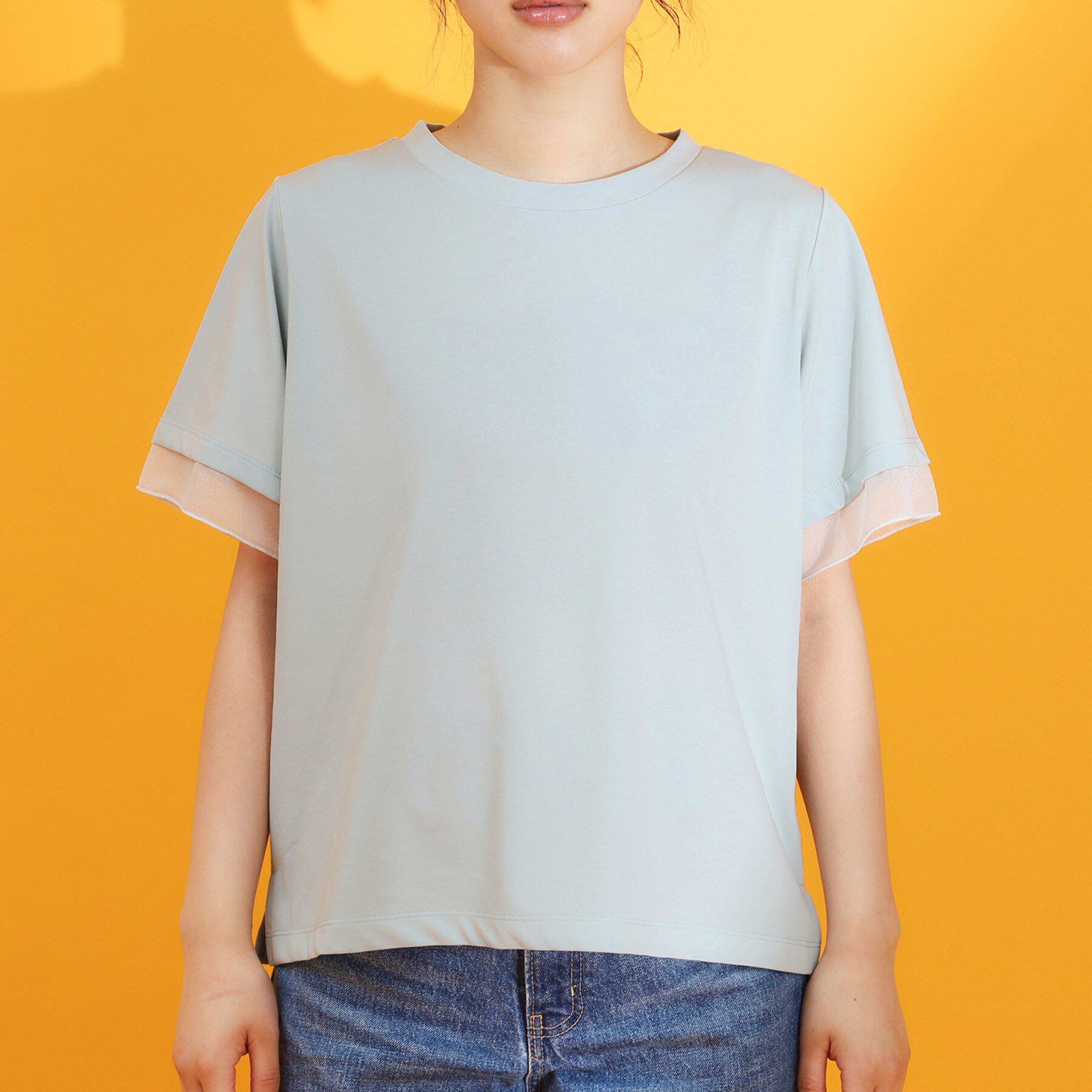 THE SHOP TK「【ひんやり/UV/洗濯機OK】袖シアーTシャツ」|Tシャツ・カットソー|