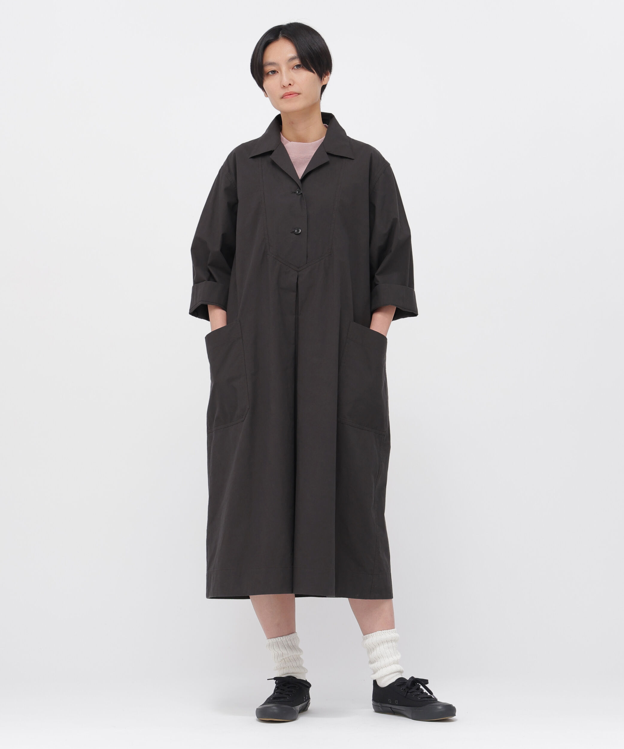 MHL.「WASHED COTTON POPLIN DRESS」|ワンピース|DARK BROWN2
