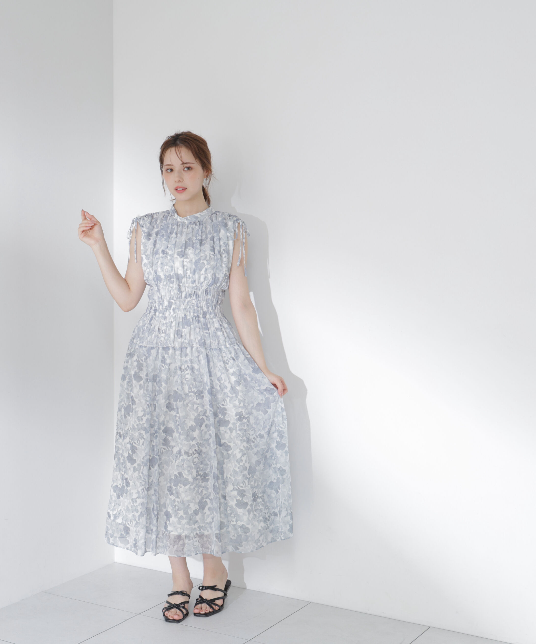 PROPORTION BODY DRESSING「2wayスリーブ花柄シャーリングワンピース 26SS」|ワンピース|